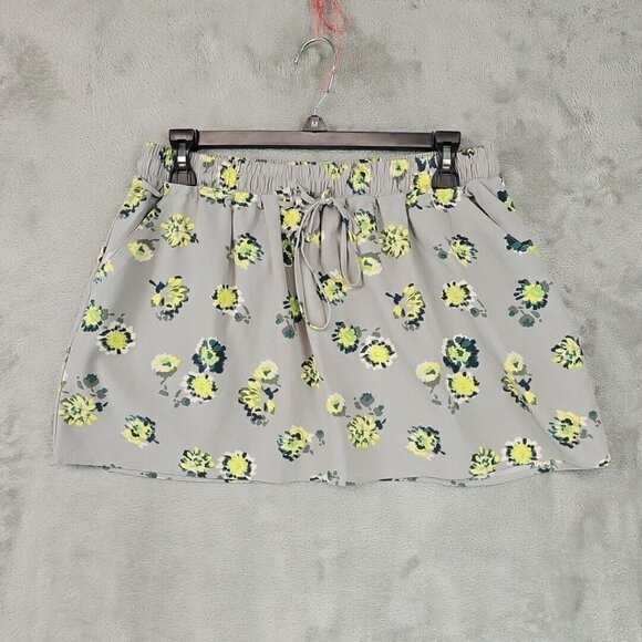 Gap Body Mini Skirt Womens Womens XS Gray Yellow Floral Elastic Waist Casual - Picture 1 of 7